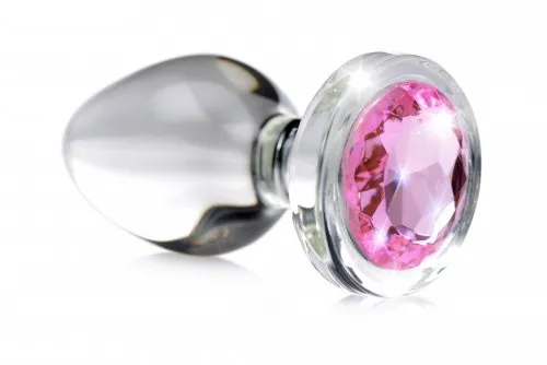 Booty Sparks Pink Gem Medium Glass Anal Plug XR Brands Anal