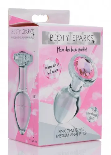 Booty Sparks Pink Gem Medium Glass Anal Plug XR Brands Anal