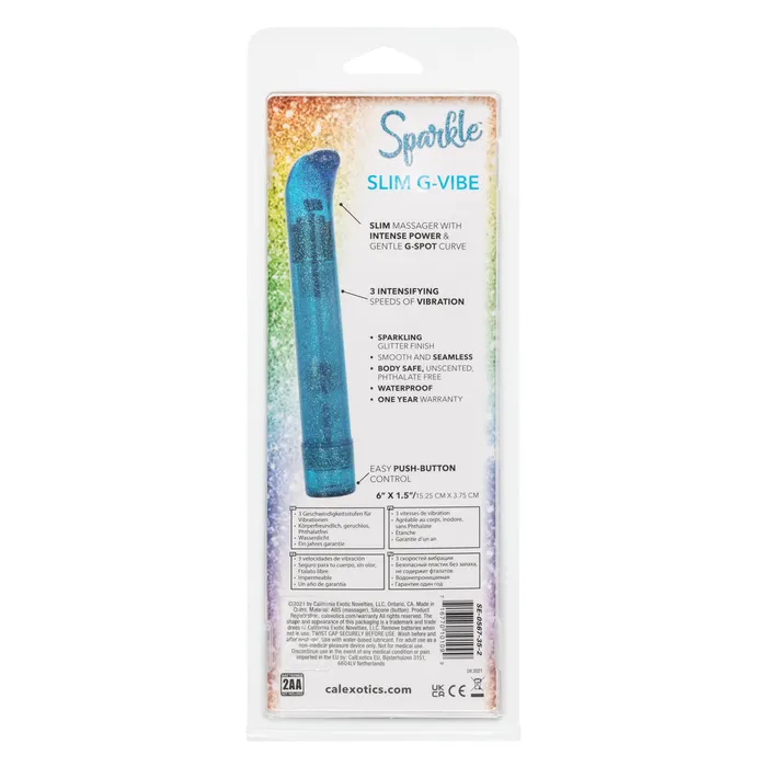 California Exotic Novelties Vibrators Sparkle Slim Gvibe Blue