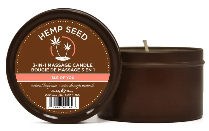 Couples Hemp Seed 3in1 Massage Candle Isle of You 6 Oz Earthly Body