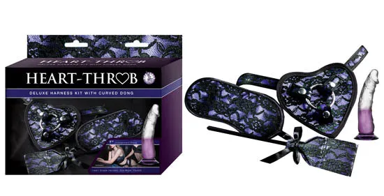 Dildos Heartthrob Deluxe Harness Kit Curved Dong Purple Nasstoys