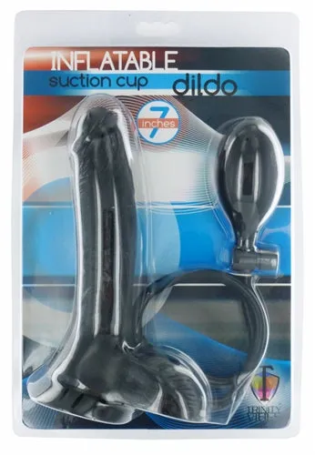 Dildos XR Brands Trinity Vibes Inflatable Suction Cup Dong Black