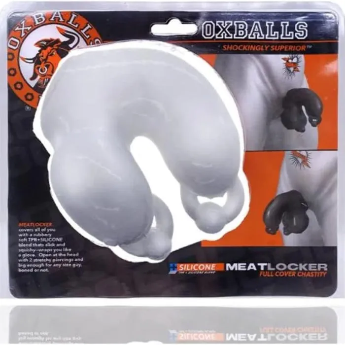 DUS Male Sex Toys Oxballs Meatlocker Chastity Cage White