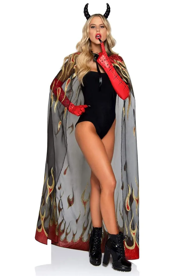 Glitter Flame Devil Cape and Devil Horns Leg Avenue Vibrators