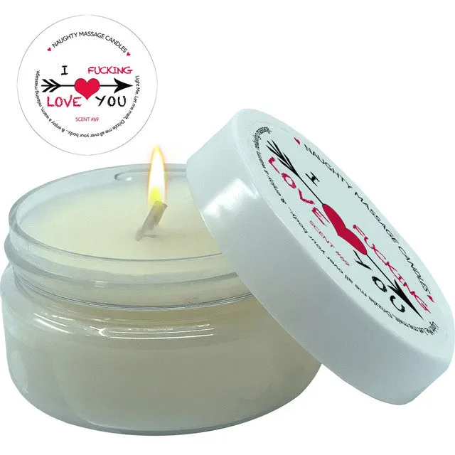 I FUCKING LOVE YOU MINI MASSAGE CANDLE 17OZ SCENT 69 KAMA SUTRA Vibrators