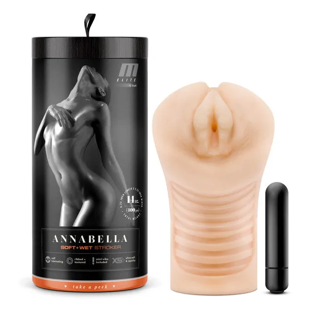 M Elite Annabella Soft And Wet SelfLubricating Masturbator Beige Blush Novelties Male Sex Toys