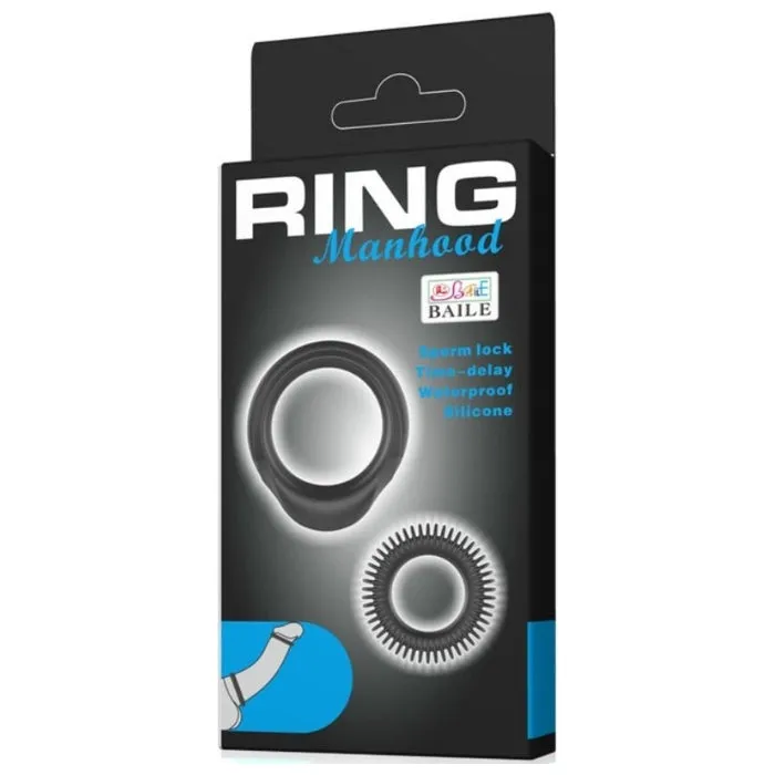 Male Sex Toys PAG Baile Manhood Cock Ring Set Black 2