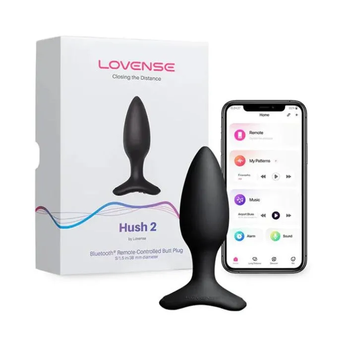 PAR Male Sex Toys Lovense Hush 2 Anal Plug Vibrator Small 38mm AppUSB