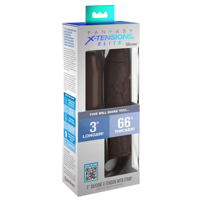 Pipedream Male Sex Toys XTensions Elite 3 Inch Penis Extender With Strap Flesh Brown