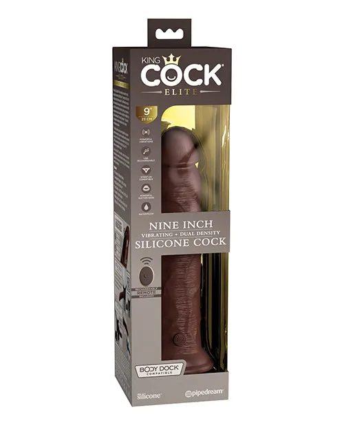 Pipedream Products Female Sex Toys King Cock Elite 9 In Vibrating Dual Density Brown