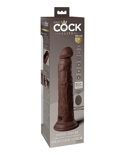 Pipedream Products Female Sex Toys King Cock Elite 9 In Vibrating Dual Density Brown