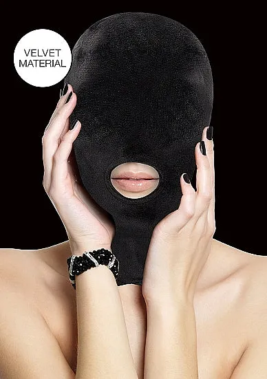 SHOTS AMERICA Anal Velvet Velcro Mask W Mouth Opening Black