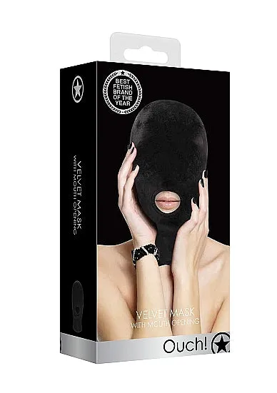 SHOTS AMERICA Anal Velvet Velcro Mask W Mouth Opening Black