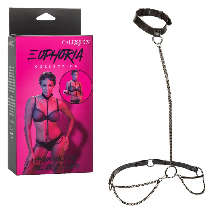 Anal CalExotics Euphoria Collection Chain Haltercollar and Leash Black