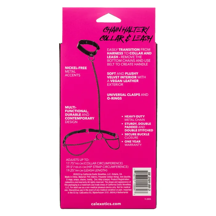 Anal CalExotics Euphoria Collection Chain Haltercollar and Leash Black