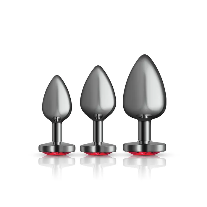 Anal Viben Presale Only Cheeky Charms Metal Butt Plug Gunmetal Heart Dark Red Anal Trainer Kit