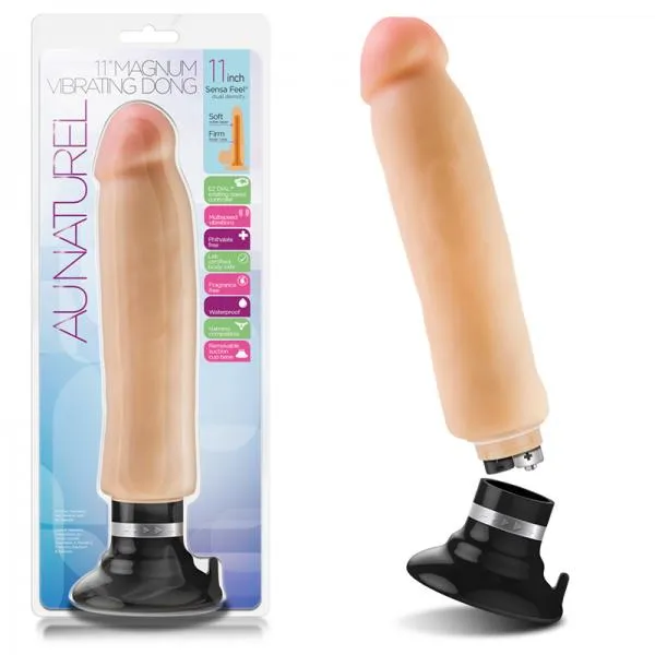 Blush Novelties Dildos Au Naturel 11 inches Magnum Vibrating Dong Beige