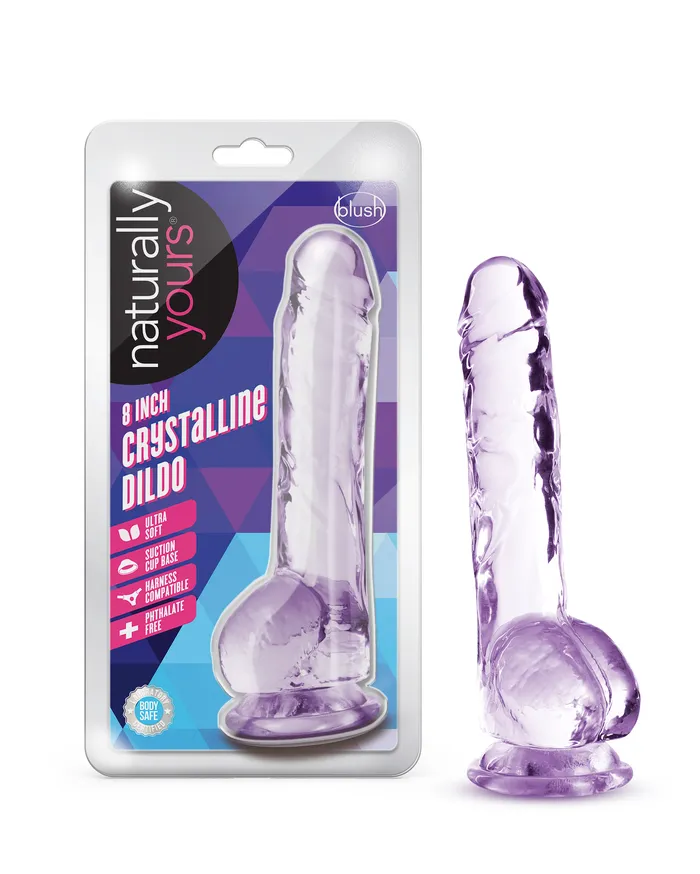 Blush Novelties Dildos Naturally Yours 8 Inch Crystalline Dildo Amethyst