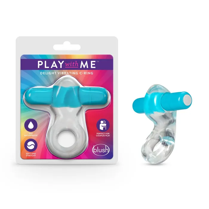 Cockring WClit Stimulator Play With Me Delight Vibrating CRing Blue Blush Novelties Blush Novelties Vibrators