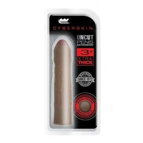 Cyberskin 3 Inch Xtra Thick Uncut Transformer Penis Extension Dark Topco Male Sex Toys