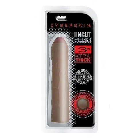 Cyberskin 3 Inch Xtra Thick Uncut Transformer Penis Extension Dark Topco Male Sex Toys