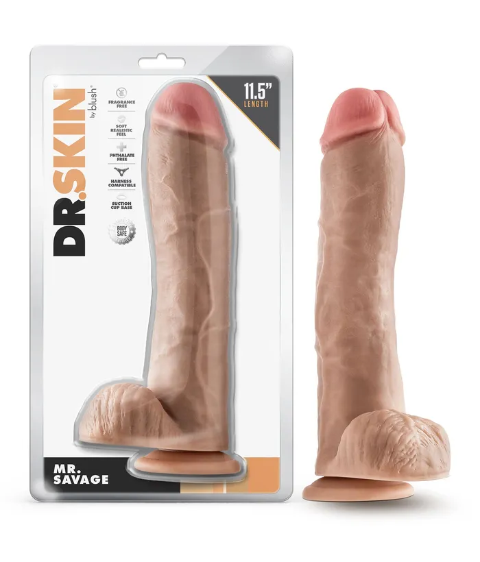 Dildos Blush Dr Skin Mr Savage 115 Inch Dildo With Balls Beige