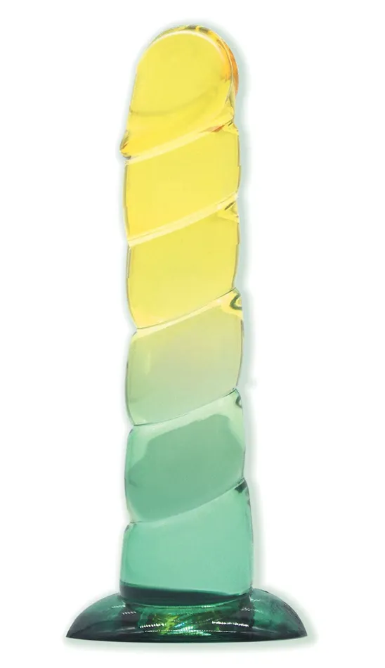 Dildos Icon Brands Shades 75 Swirl Jelly Tpr Gradient Dong Yellow and Mint