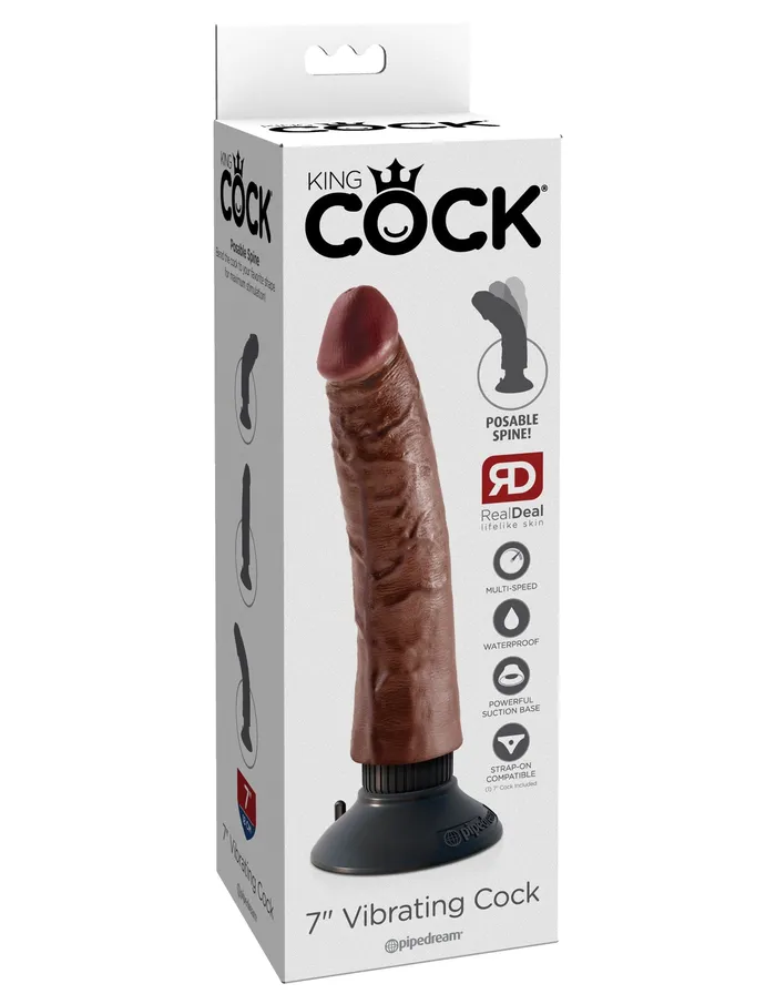 Dildos Pipedream King Cock 7Inch Vibrating Cock Brown