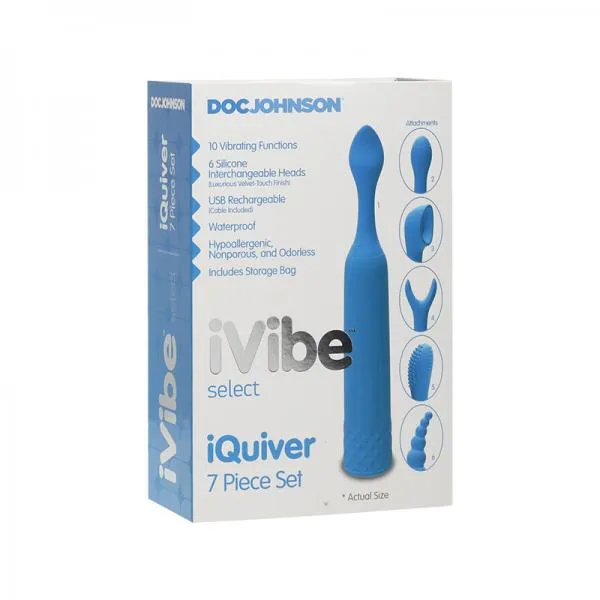 Doc Johnson Anal Ivibe Select Iquiver 7 Piece Set Periwinkle Blue