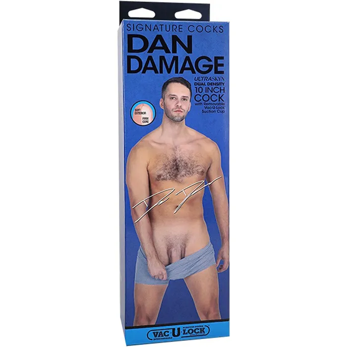 Doc Johnson Dildos Signature Cocks Dan Damage 10 Cock With Removable VacULock Suction Cup Vanilla