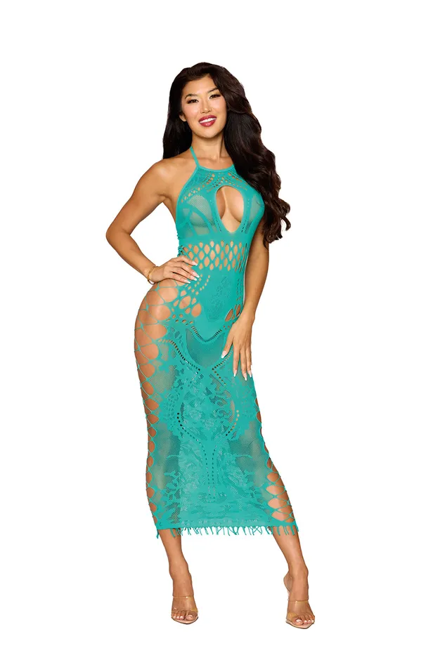 Dreamgirl Bodystockings Playsuits Bodystocking Gown Dmnd One Size Agate