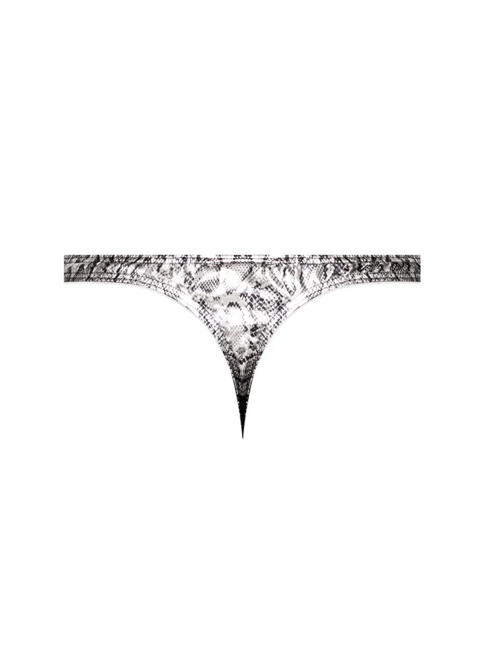 Male Power Anal Snaked Criss Cross Thong Smallmedium Silverblack