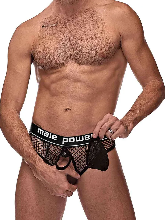 Male Sex Toys Male Power Cock Pit Net Cock Ring Thong L XL Black