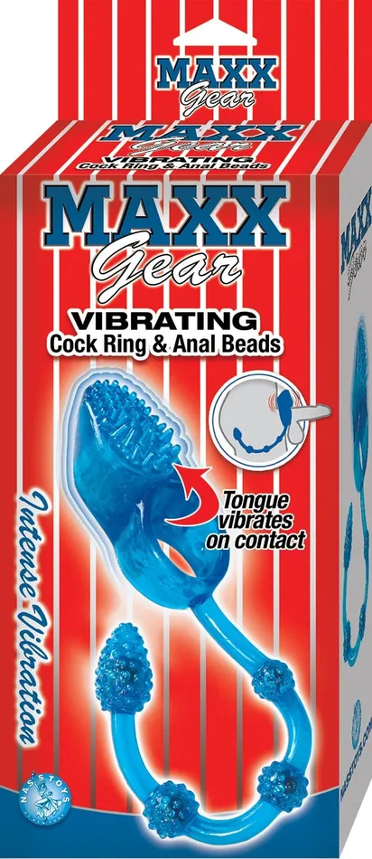 Nasstoys Anal Maxx Gear Vibrating Cockring Anal Beads Blue