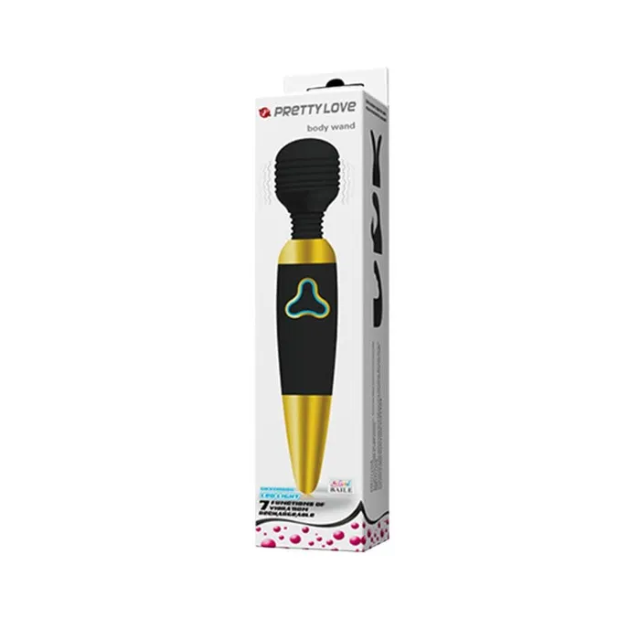 Pretty Love Body Wand With Led Light Black and Gold Pretty Love Vibrators