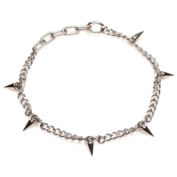 Punk Spiked Necklace Silver XR Brands Master Series Anal