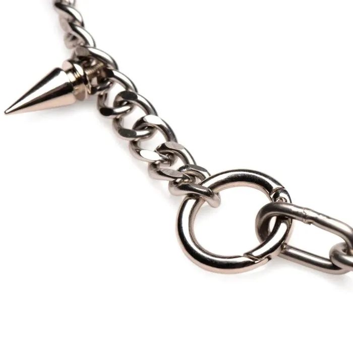 Punk Spiked Necklace Silver XR Brands Master Series Anal