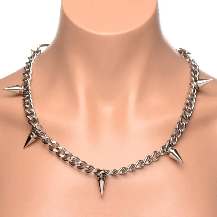 Punk Spiked Necklace Silver XR Brands Master Series Anal