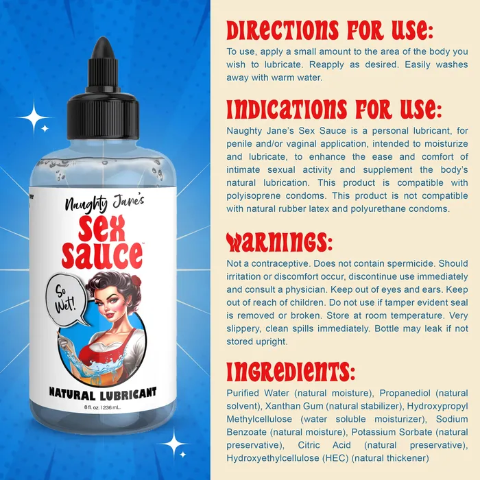 Sexual Health Wellbeing XR Naughty Janes Naughty Janes Sex Sauce Natural Lubricant 8oz