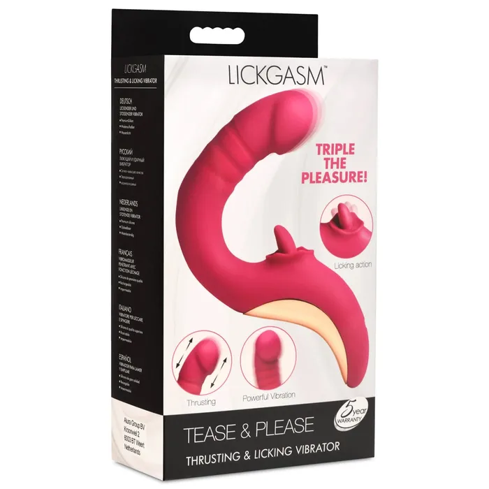 Tease and Please Thrusting and Licking Vibrator Fuchsia XR Brands Shegasm Vibrators