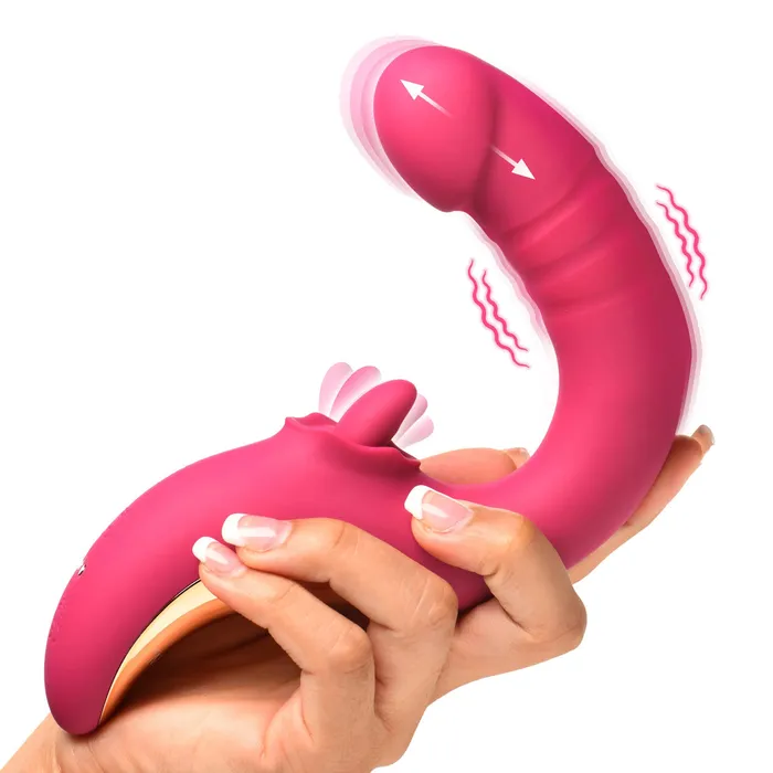 Tease and Please Thrusting and Licking Vibrator Fuchsia XR Brands Shegasm Vibrators