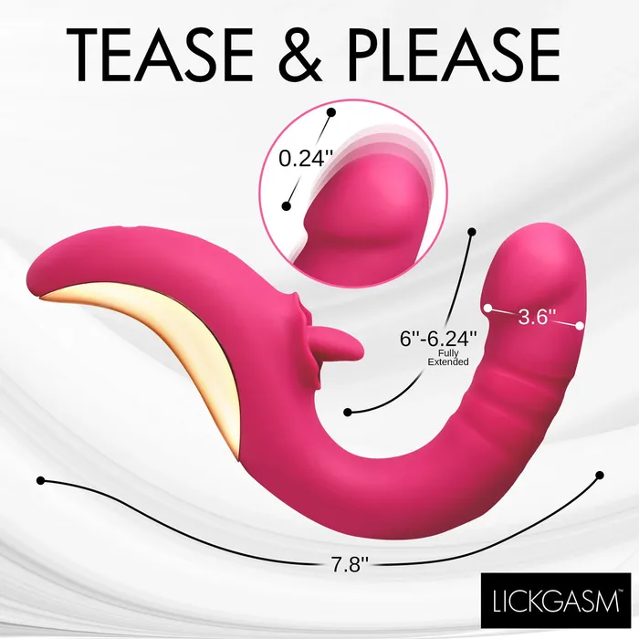 Tease and Please Thrusting and Licking Vibrator Fuchsia XR Brands Shegasm Vibrators