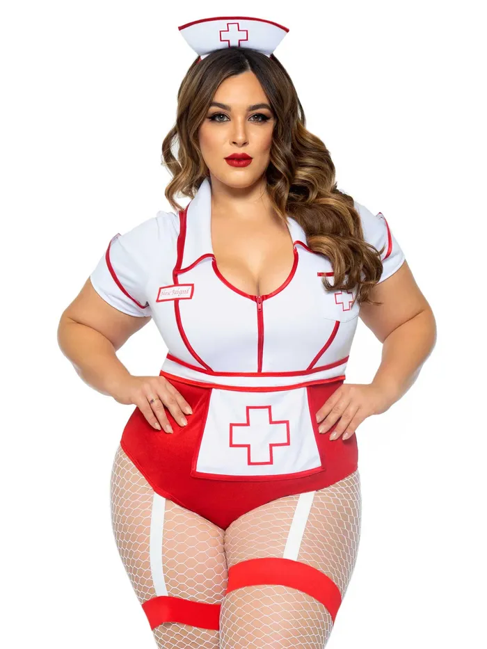 Vibrators Leg Avenue Plus Nurse Feelgood Sexy Costume 3x4x White Red