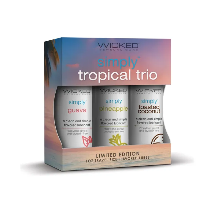 Wicked Sensual Care Tropical Trio Travel Size Flavored Lubes Wicked Male Sex Toys