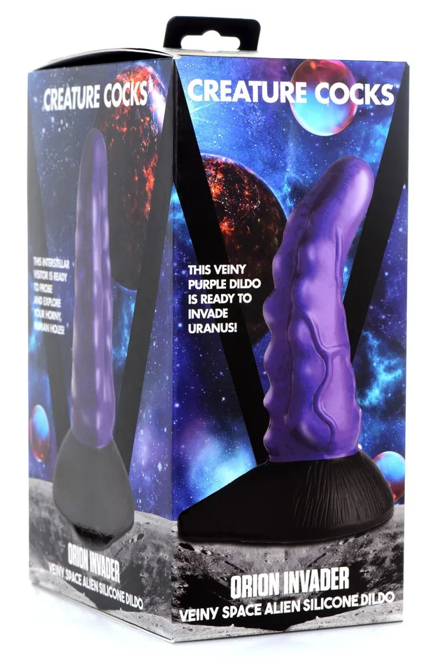 XR Brands Creature Cocks Dildos Cc Orion Invader Veiny Space Alien Silicone Dildo Purple