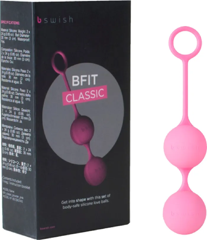 B Swish BFIT Classic Weighted Silicone Kegel Love Balls Build Strength Powder Pink Pink Dildos