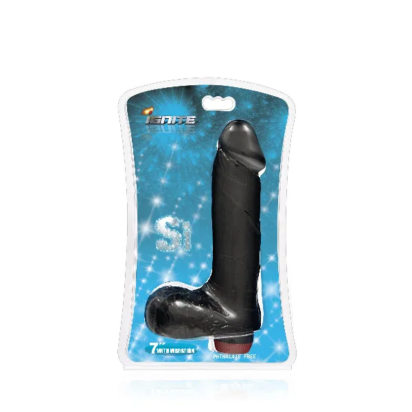 Cock w Balls w Vibration 7in Black Si Novelties Dildos