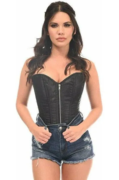 Daisy Corsets Anal Zipper Front Black Brocade Steel Boned Corset