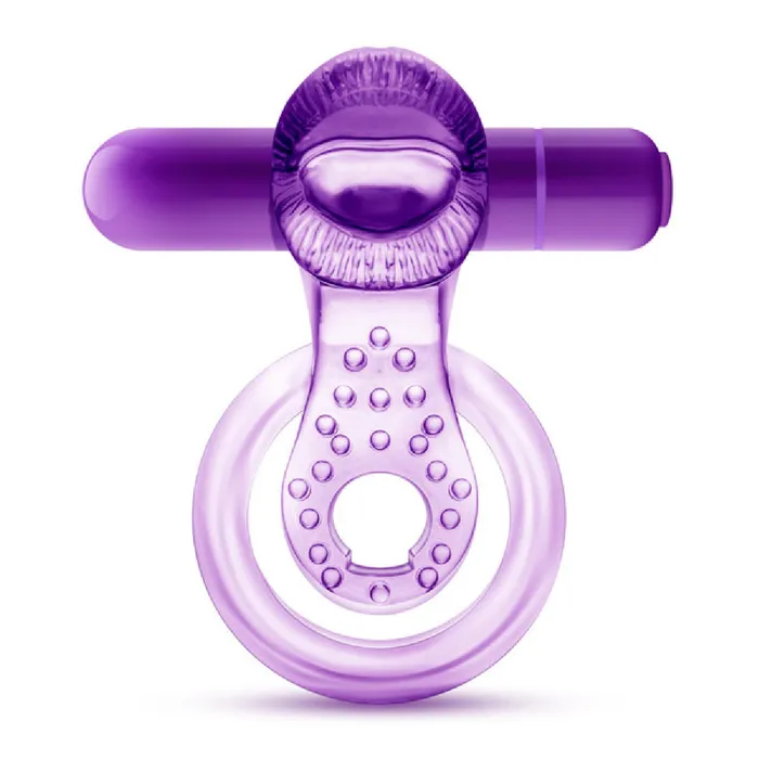 Male Sex Toys Lick It Vibrating Double Strap Cock Ring Purple Blush Novelties