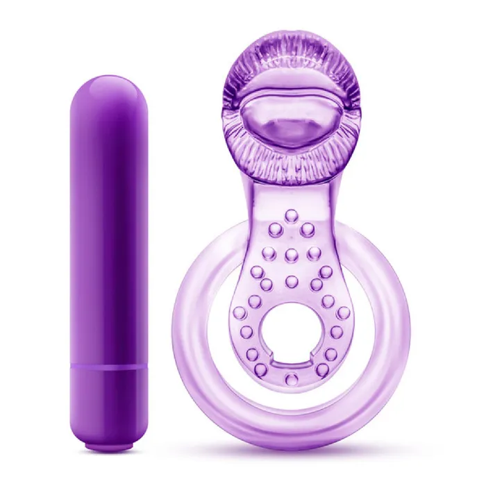 Male Sex Toys Lick It Vibrating Double Strap Cock Ring Purple Blush Novelties